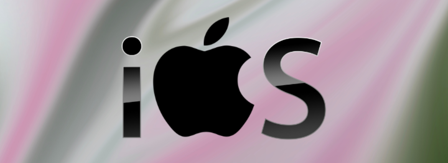 The iOS logo with the text 'iOS'